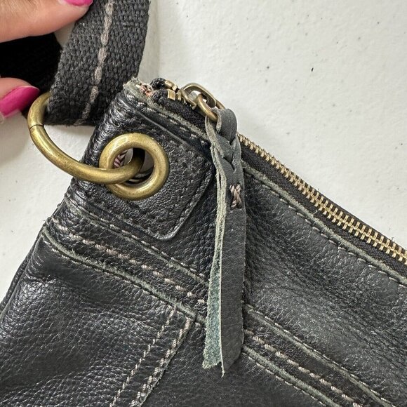 The Sak Black Soft Pebble Leather Adjustable Crossbody Shoulder Bag Purse - Picture 12 of 14